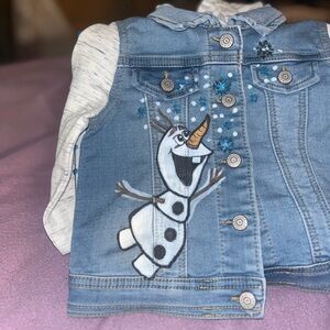 Cat &Jack Hand Painted Denim Jacket with Frozen Theme Design!